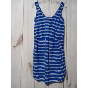 Gap Dress Womens Small Blue White Striped‎ Sleeveless Drawstring Pockets Summer